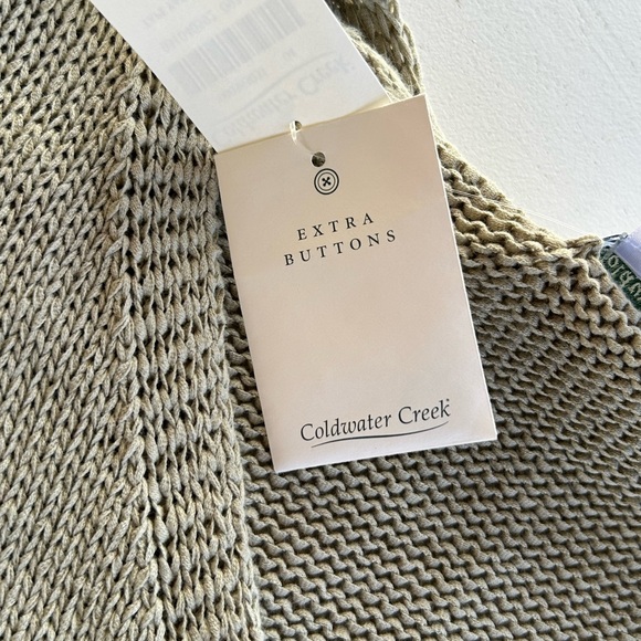 Coldwater Creek Tape Yarn Cardigan Sage Green V-neck Button Up Women’s Large NWT - Picture 8 of 10